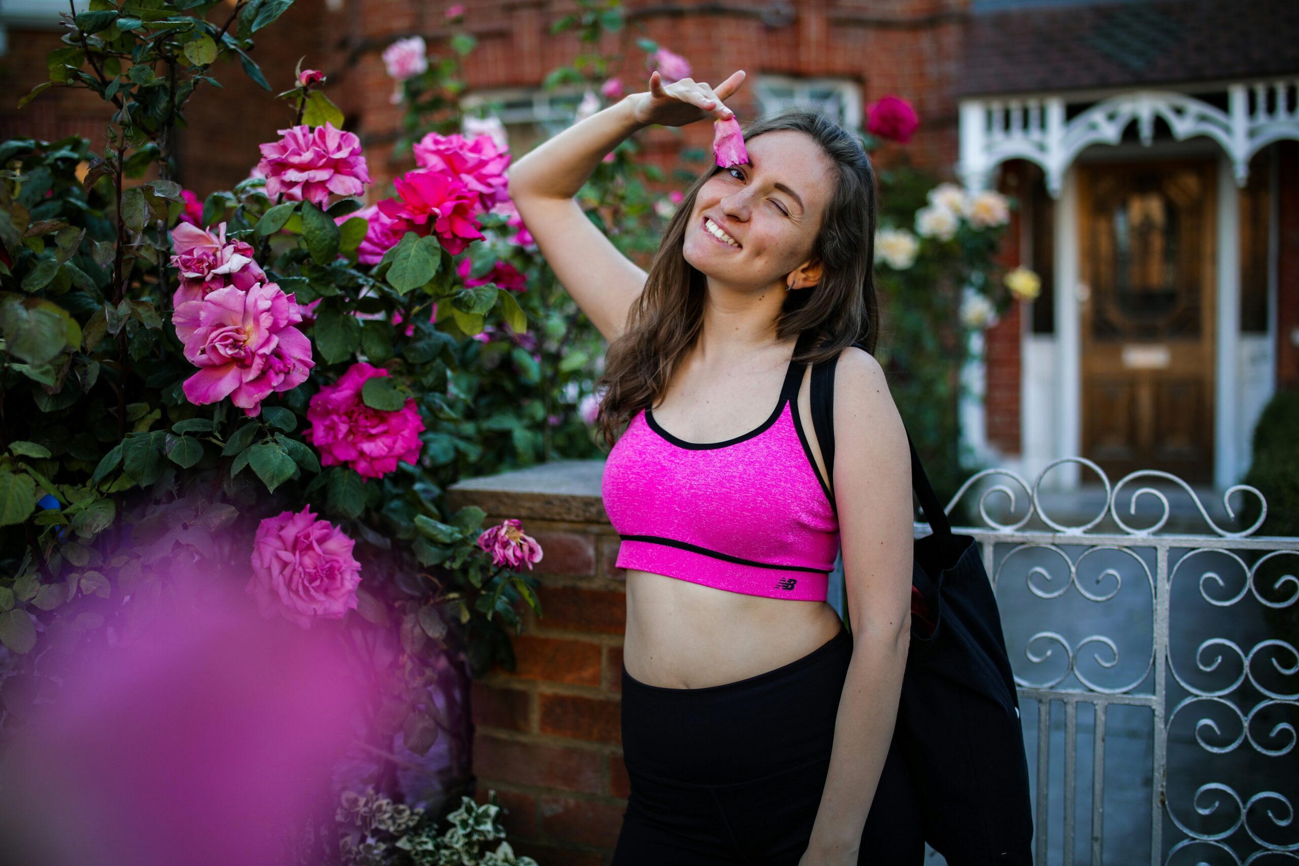 Before and after photos of Sarah showcasing her weight loss journey through Pilates.